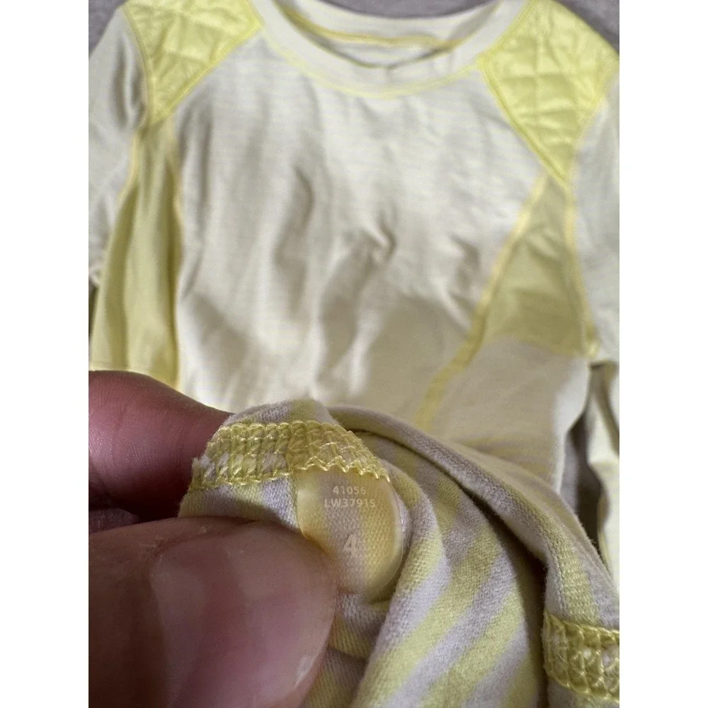 Lululemon Long Sleeve Shirt Womens 4 Yellow Stripe Quilted Run Athletic LW3791S